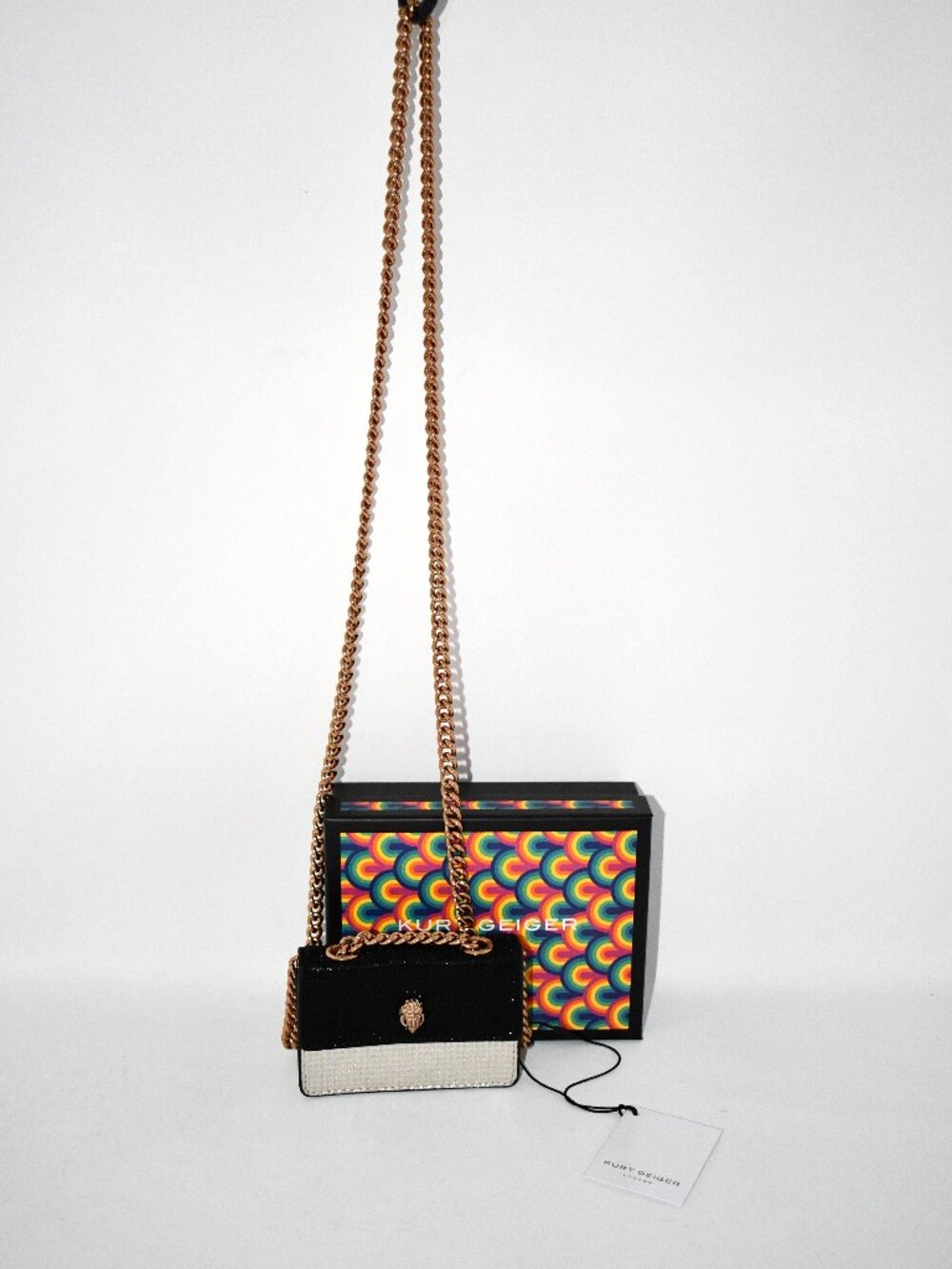 KURT GEIGER LONDON MICRO Kensington Crossbody Bag in Charcoal #4029409999 NWT
